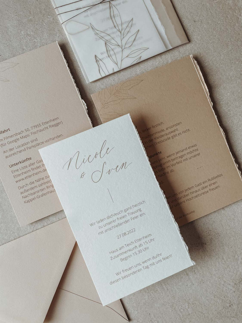 Einladungskarten, Hochzeitseinladungen, individuelle Papeterie, hochwertige Papeterie, handgemacht, personalisierte Karten, Designpapeterie,stilvolle Hochzeitskarten, minimalistische Einladungen, Naturpapier, Kalligrafie 